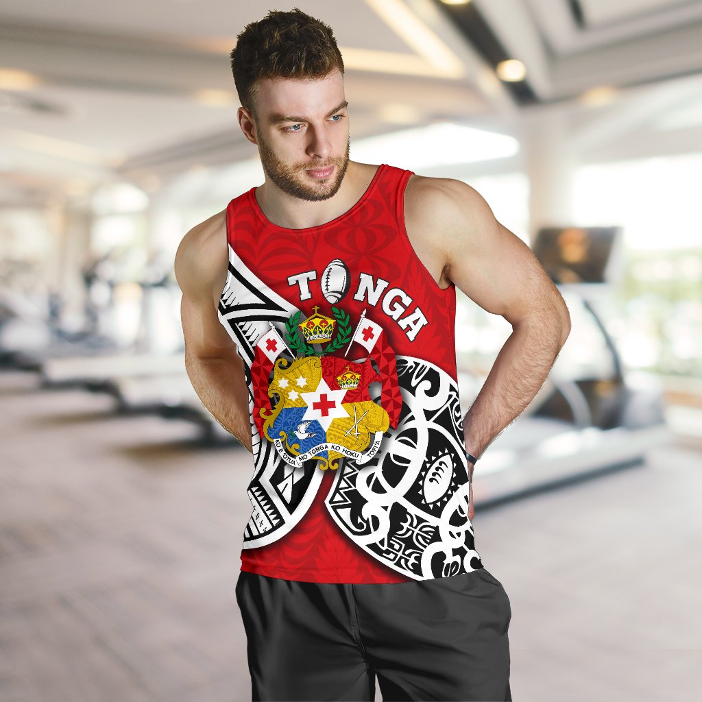 (Custom Personalised) Tonga Rugby Men's Tank Top Polynesian Style - Vibe Hoodie Shop