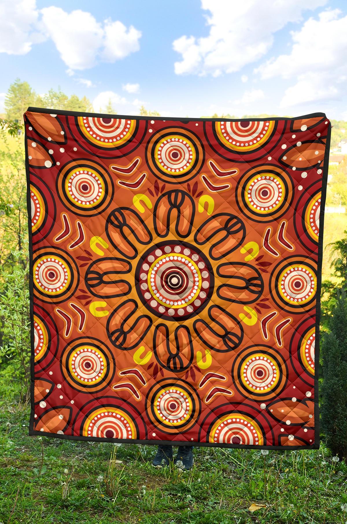 Aboriginal Premium Quilt - Circle Flowers Patterns VER01 - Vibe Hoodie Shop