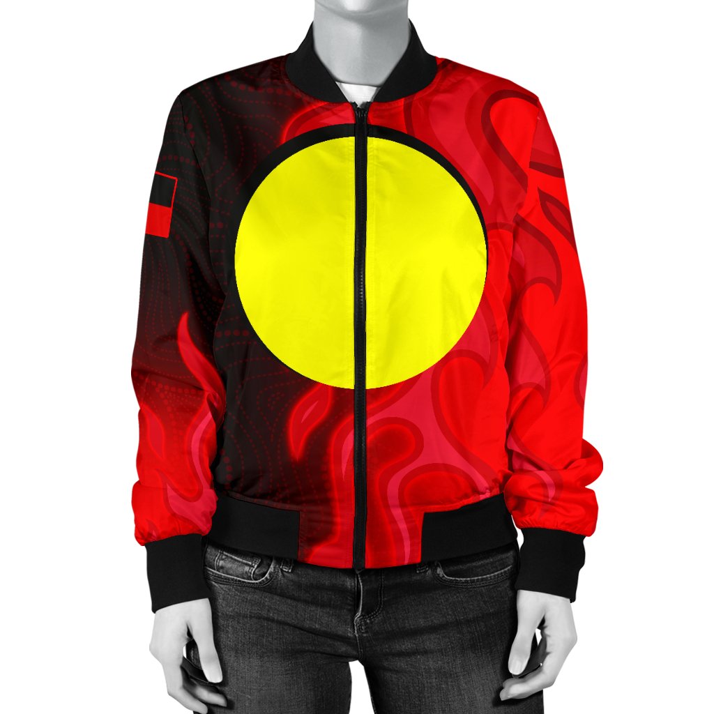 Bomber Jacket - Aboriginal Patterns Jacket Sun Australia Flame - Women - Vibe Hoodie Shop