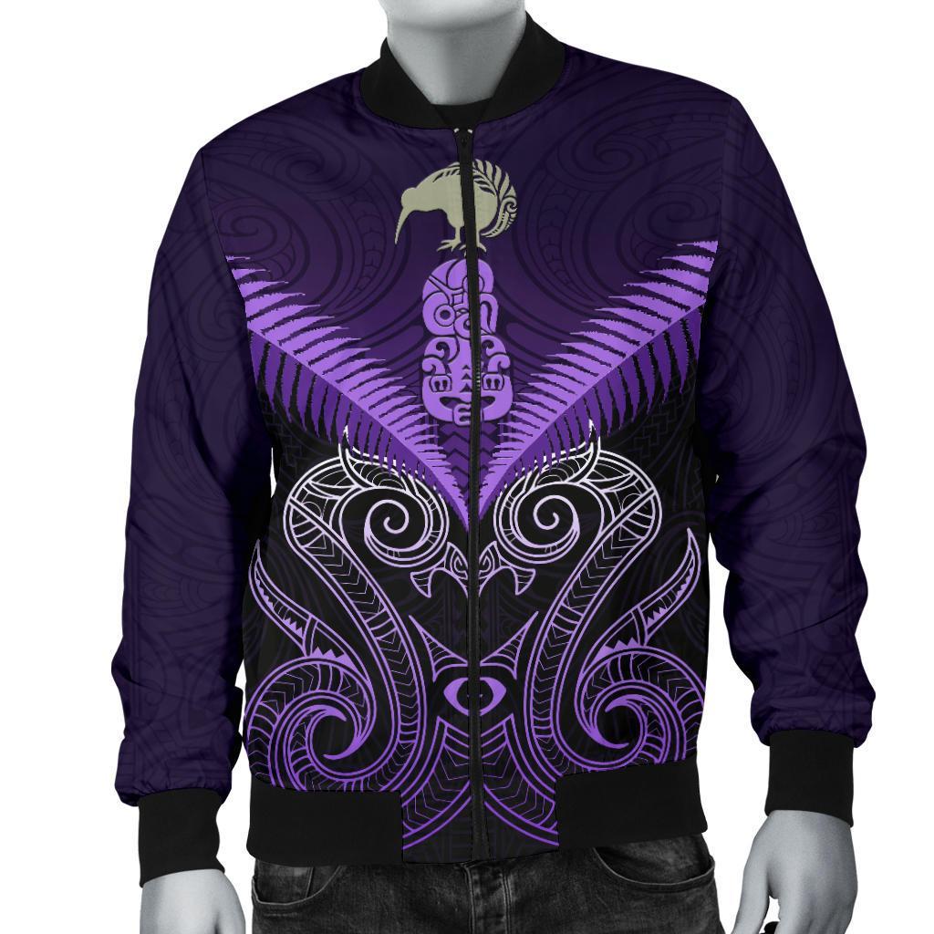 Maori Manaia New Zealand Men Bomber Jacket Purple - Vibe Hoodie Shop