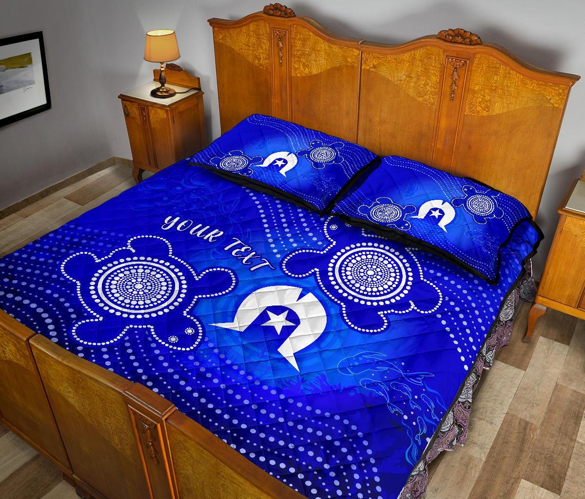 Custom Torres Strait Islanders Quilt Bed Sets - Torres Symbol With Indigenous Turtle - Vibe Hoodie Shop