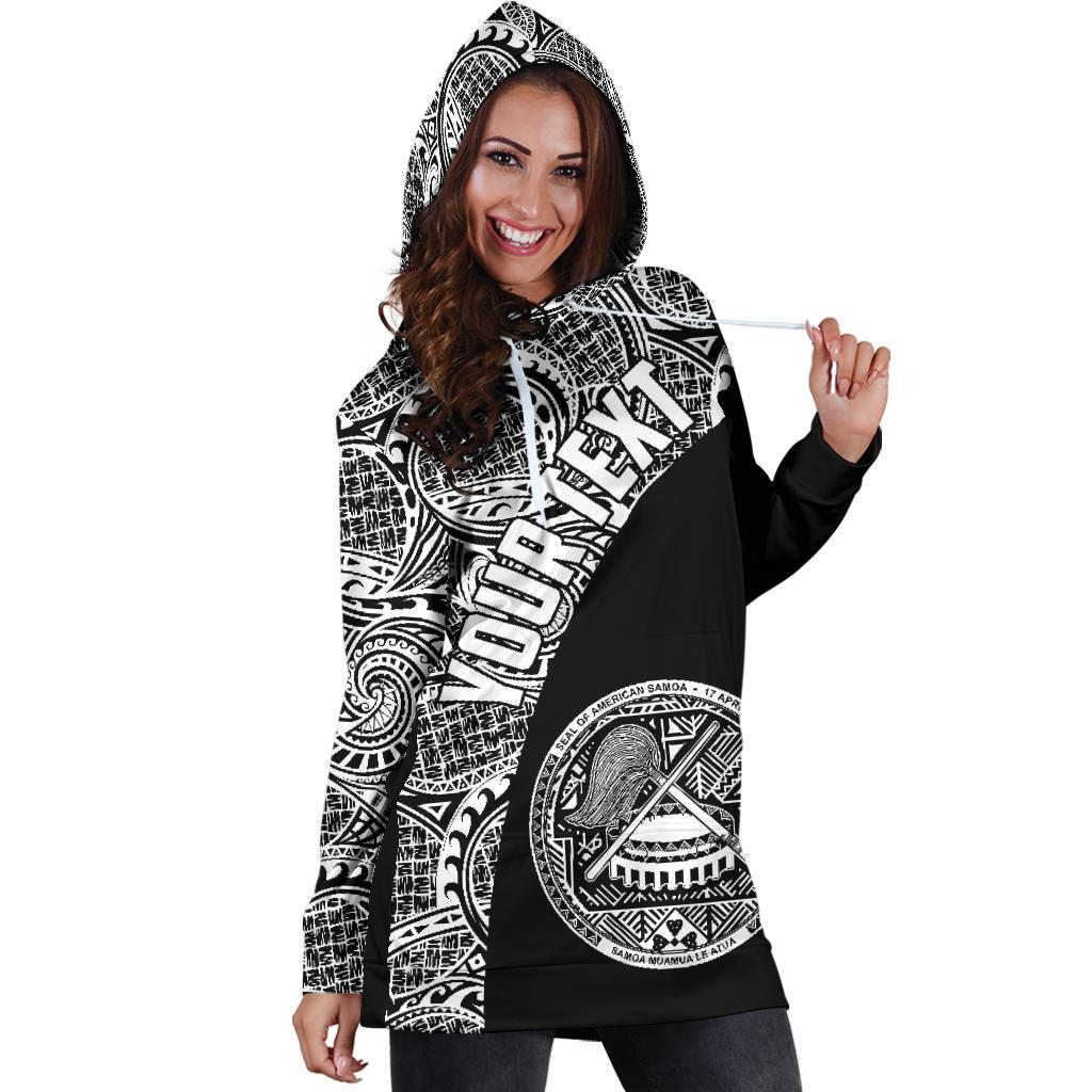 American Samoa Women's Hoodie Dress Coat Of Arms Polynesian Wave White (Custom) - Vibe Hoodie Shop