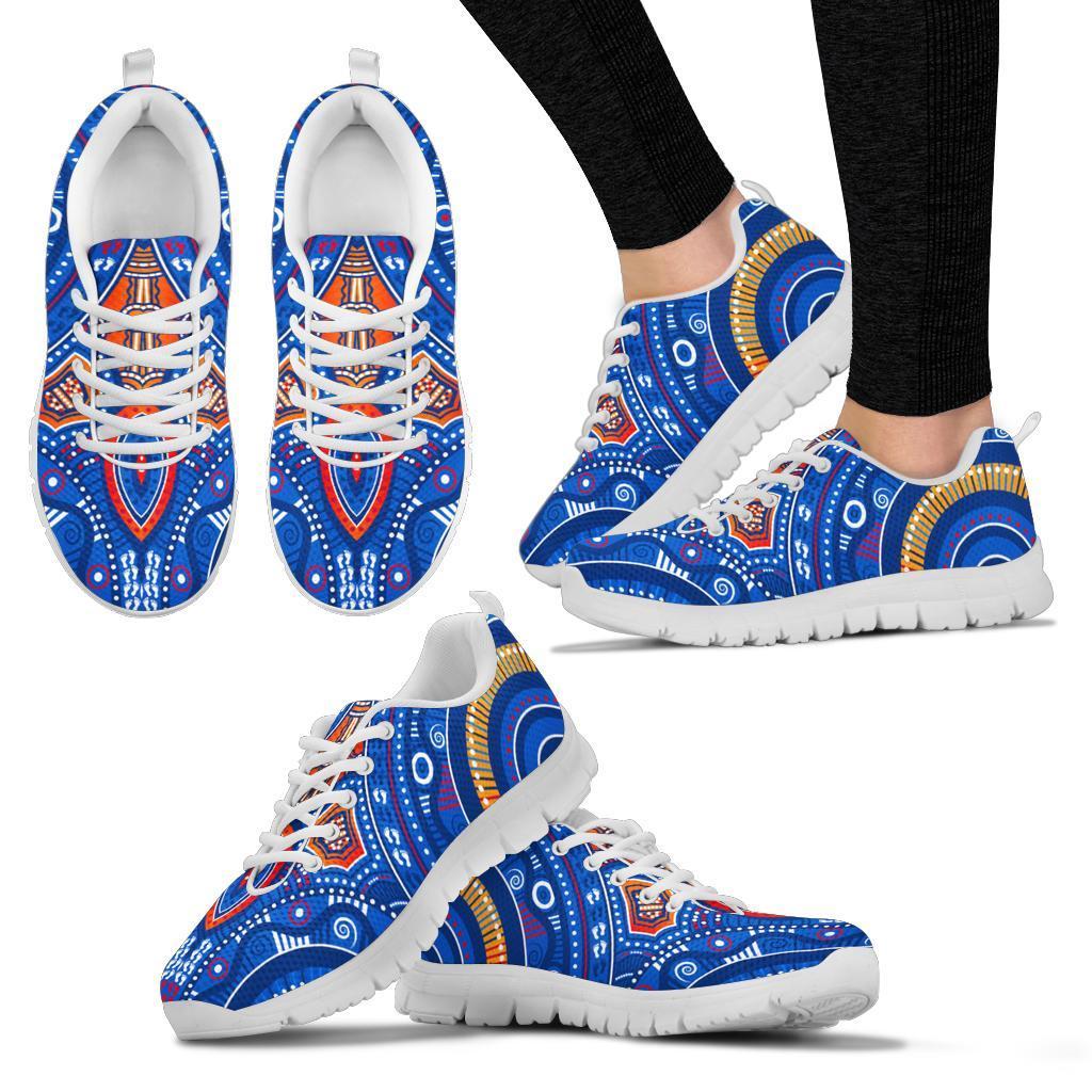 Aboriginal Sneakers - Indigenous Footprint Patterns Blue Color - Vibe Hoodie Shop