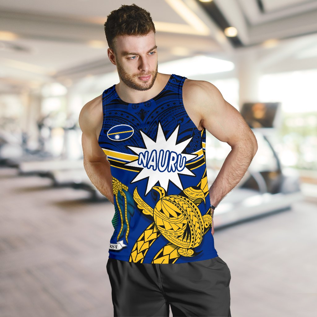 Nauru Rugby Men Tank Top Version Turtle Polynesian - Vibe Hoodie Shop