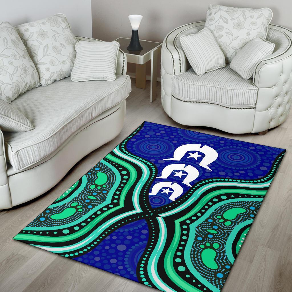 Torres Strait Area Rug - Torres Strait Symbol And Aboriginal Patterns - Vibe Hoodie Shop