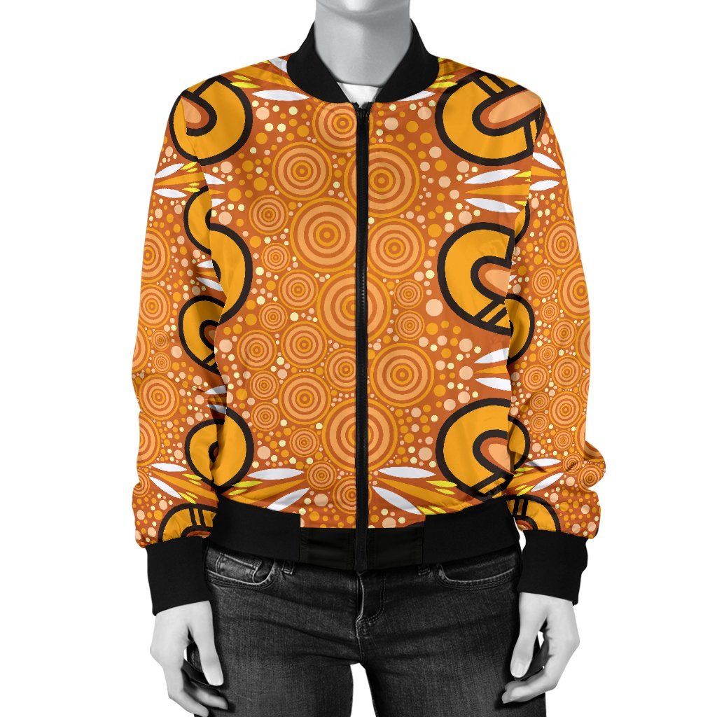 Aboriginal Women's Bomber Jacket - Indigenous Art Patterns Ver03 - Vibe Hoodie Shop