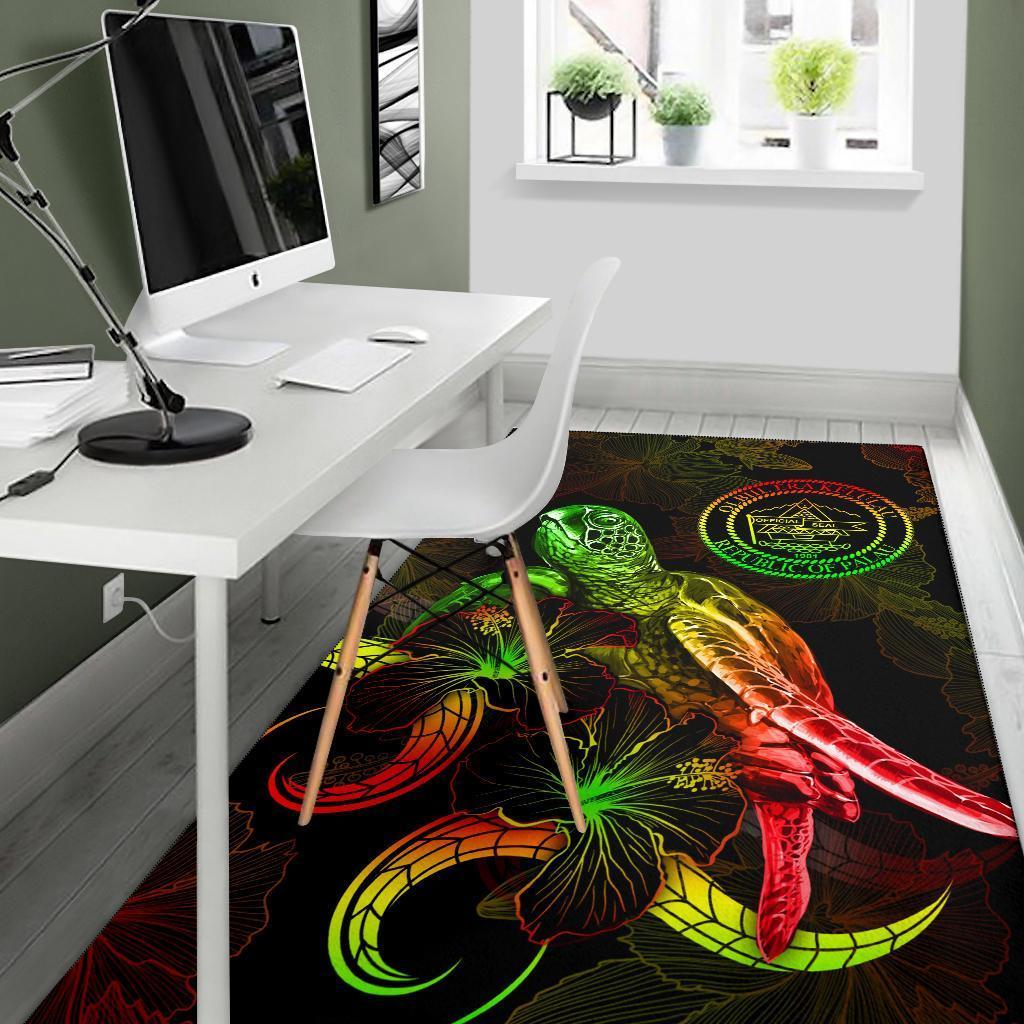 Palau Polynesian Area Rugs - Turtle With Blooming Hibiscus Reggae - Vibe Hoodie Shop