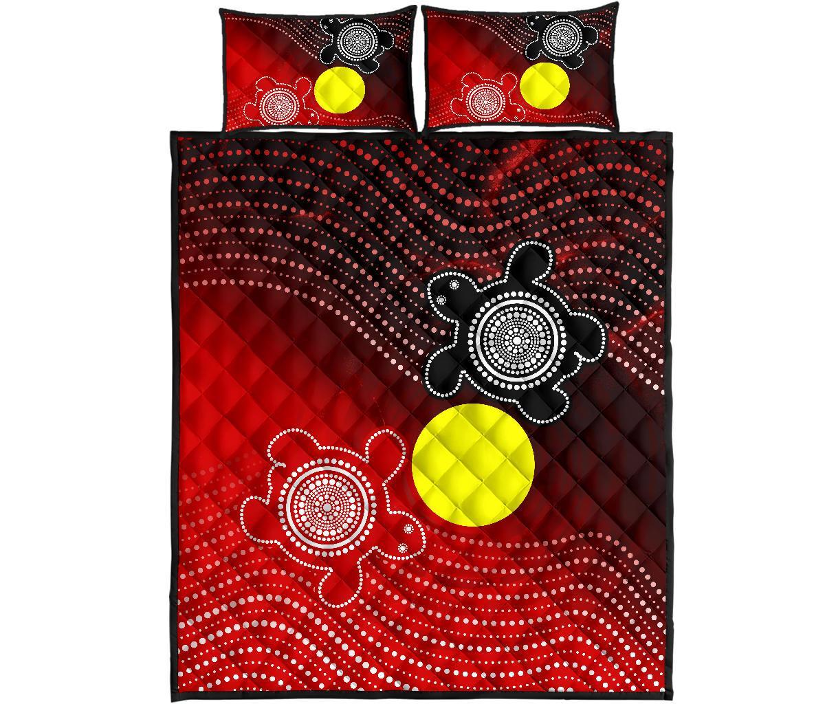 Aboriginal Quilt Bed Set - Indigenous Circle Dot Painting Style - - Vibe Hoodie Shop