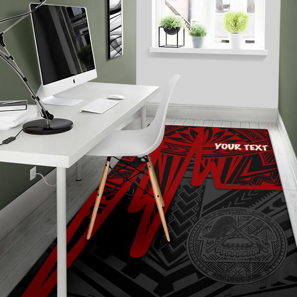 American Samoa Personalised Area Rug - Seal With Polynesian Pattern Heartbeat Style (Red) - Vibe Hoodie Shop