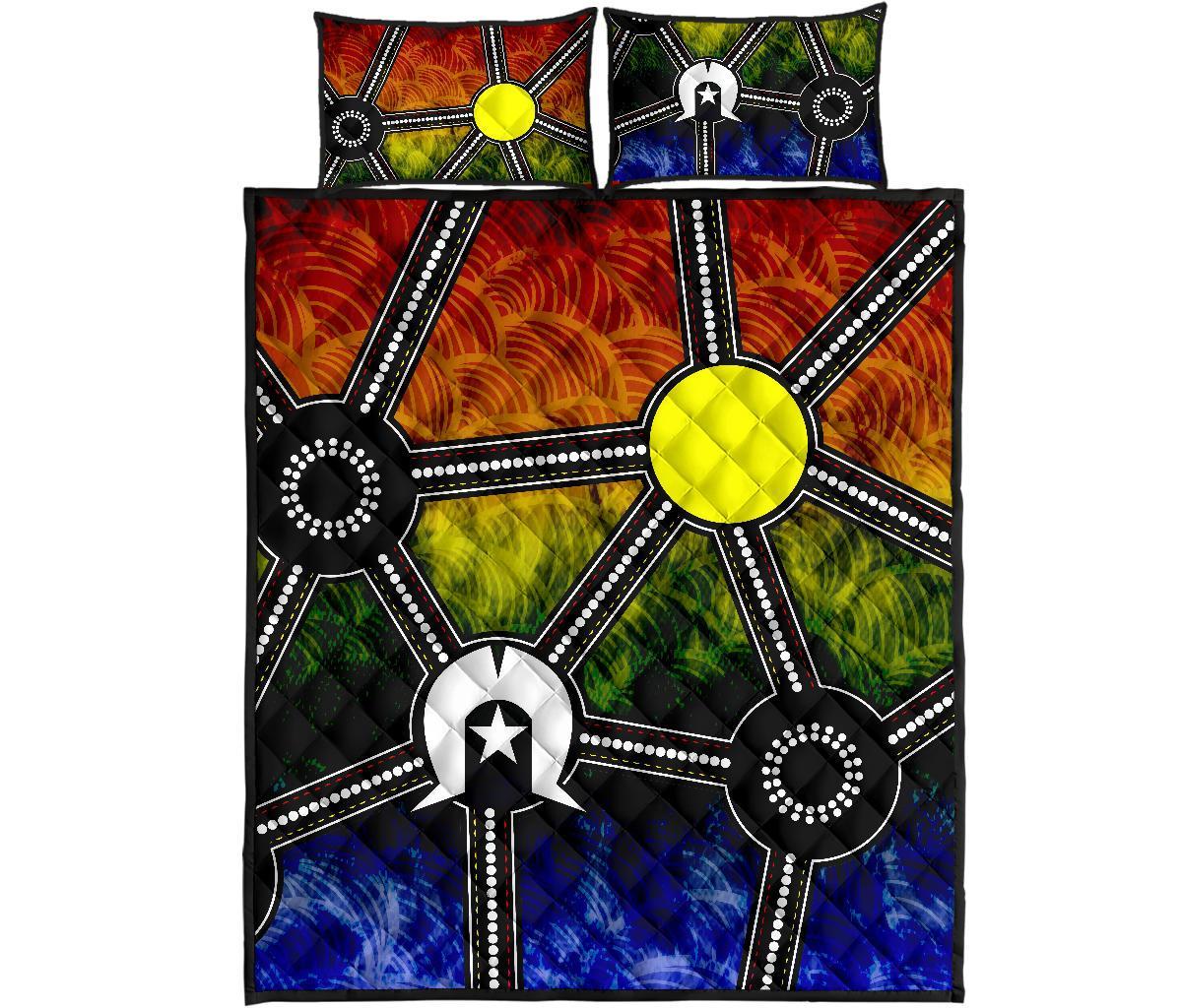 NAIDOC Week 2021 Quilt Bed Set, Aboriginal Geometric Style - Vibe Hoodie Shop