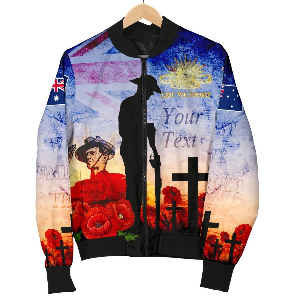 Custom ANZAC Women's Bomber Jacket - ANZAC 2020 Lest We Forget The Australian Army - Vibe Hoodie Shop