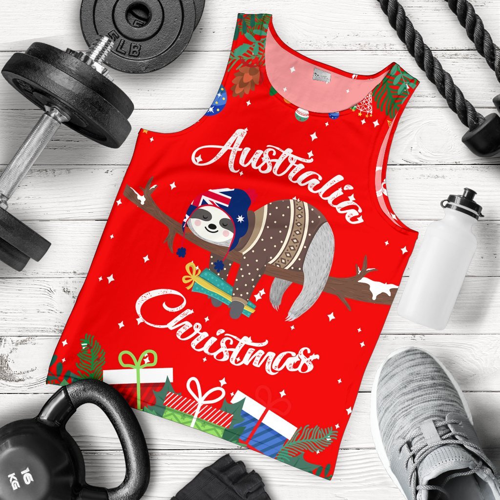 Christmas Australia Men's Tank Top Red - Merry Christmas - Vibe Hoodie Shop