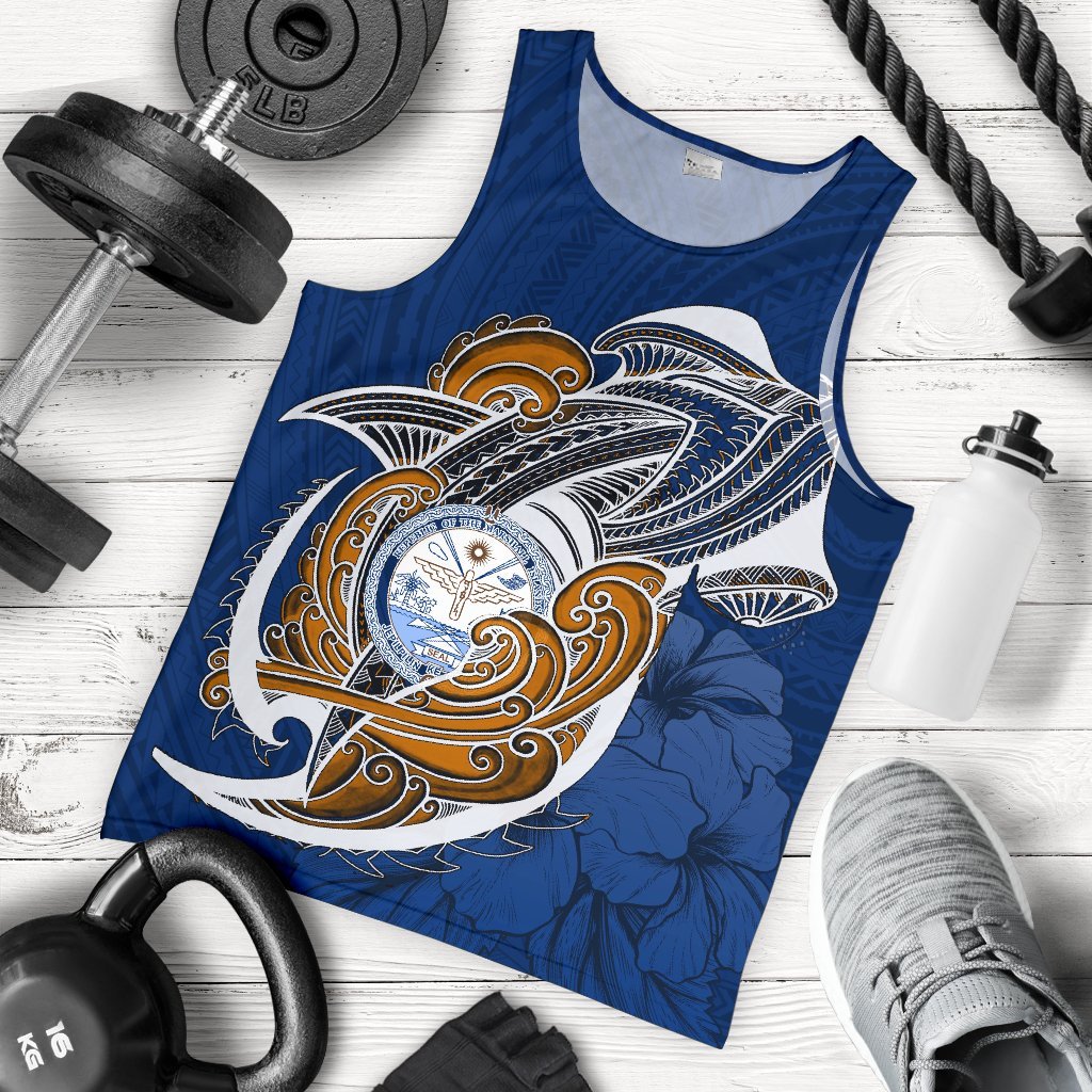 Marshall Islands Men's Tank Top Shark Coat Of Arms - Vibe Hoodie Shop