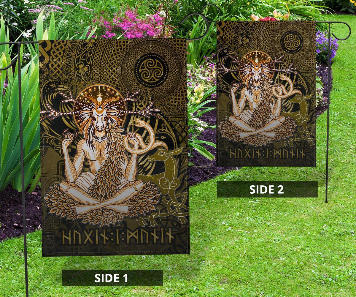 Cernunnos Goddess Garden Flag - Celtic God of the Forest - Vibe Hoodie Shop