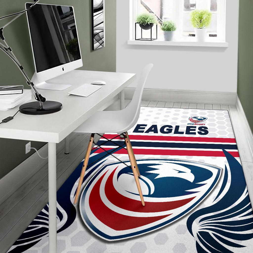 USA Rugby Area Rug Eagles Simple Style - White - Vibe Hoodie Shop