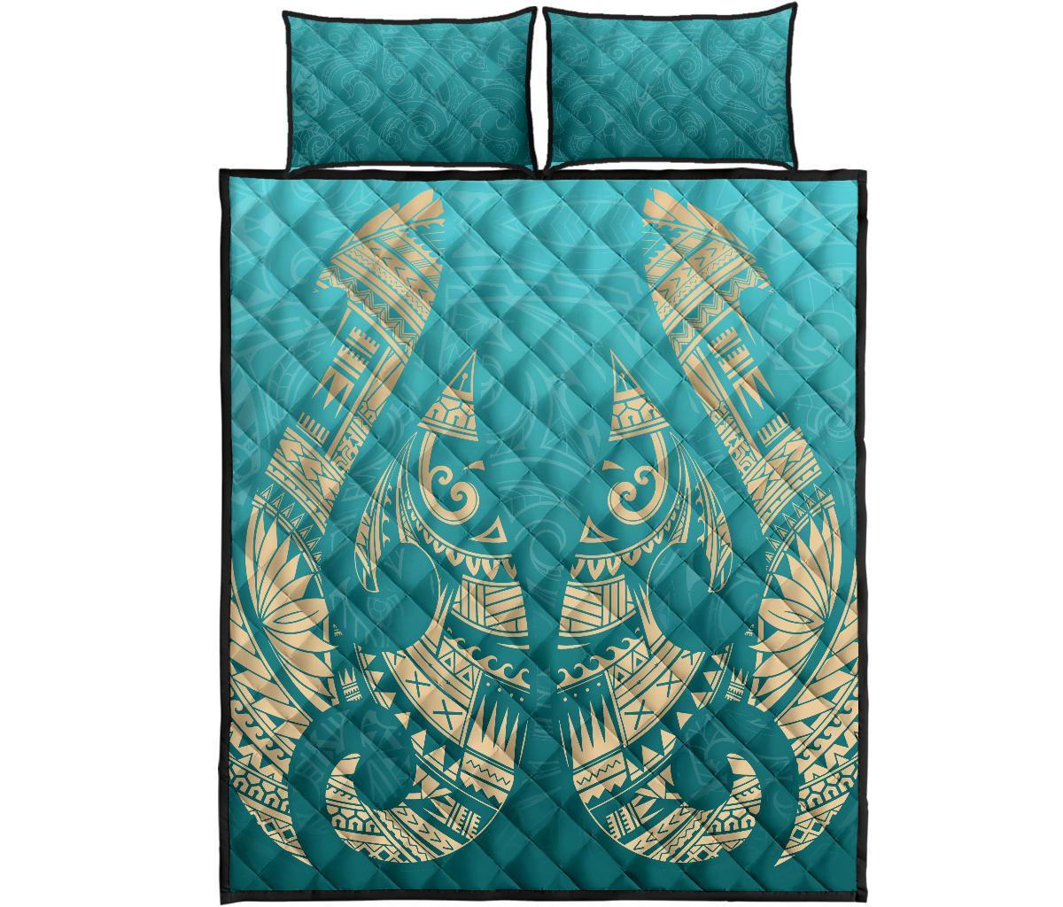 New Zealand Maori Hei Matau Tattoo Quilt Bed Set - Vibe Hoodie Shop