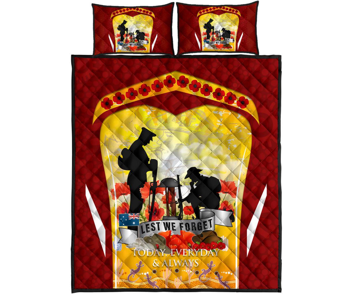 ANZAC Quilt Bed Set - Lest We Forget Aboriginal Version - Vibe Hoodie Shop