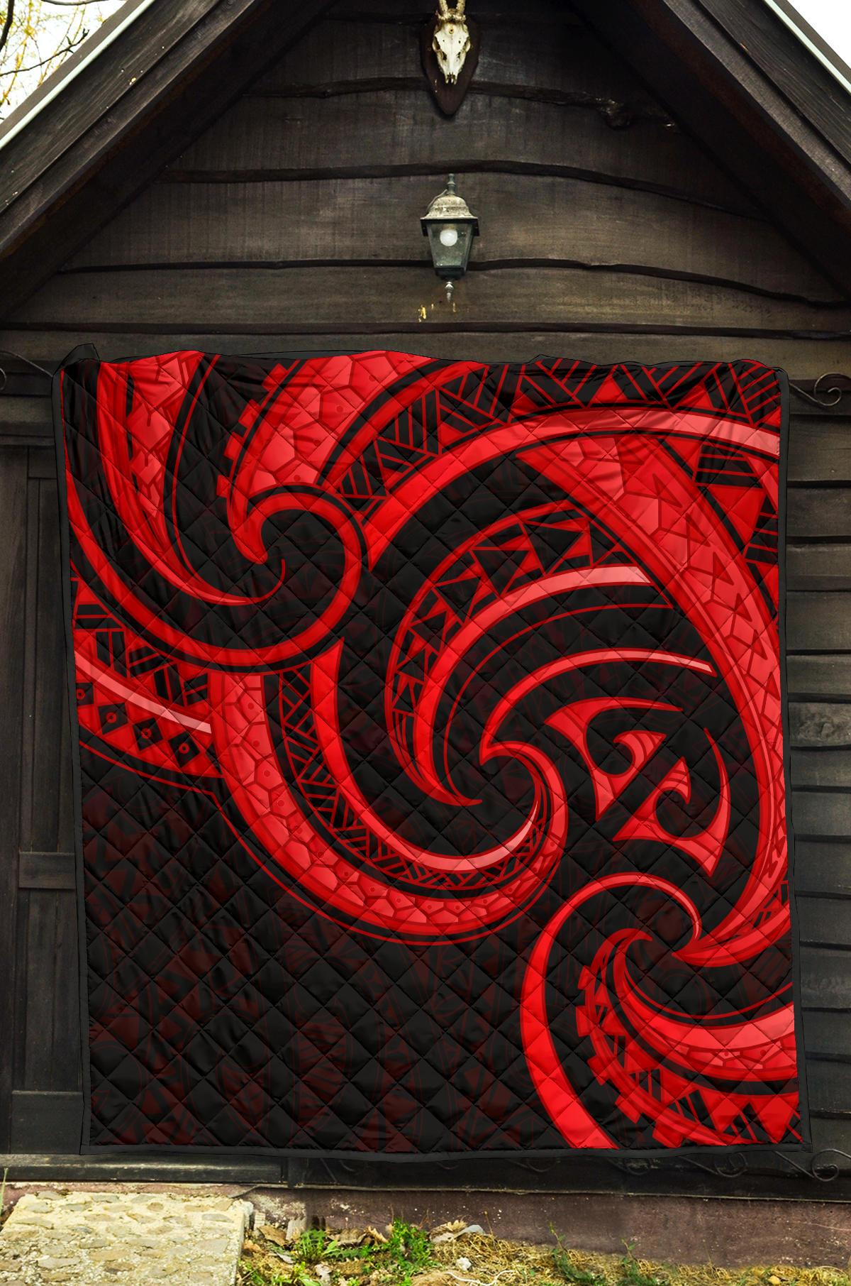 New Zealand Maori Mangopare Premium Quilt Polynesian - Red - Vibe Hoodie Shop