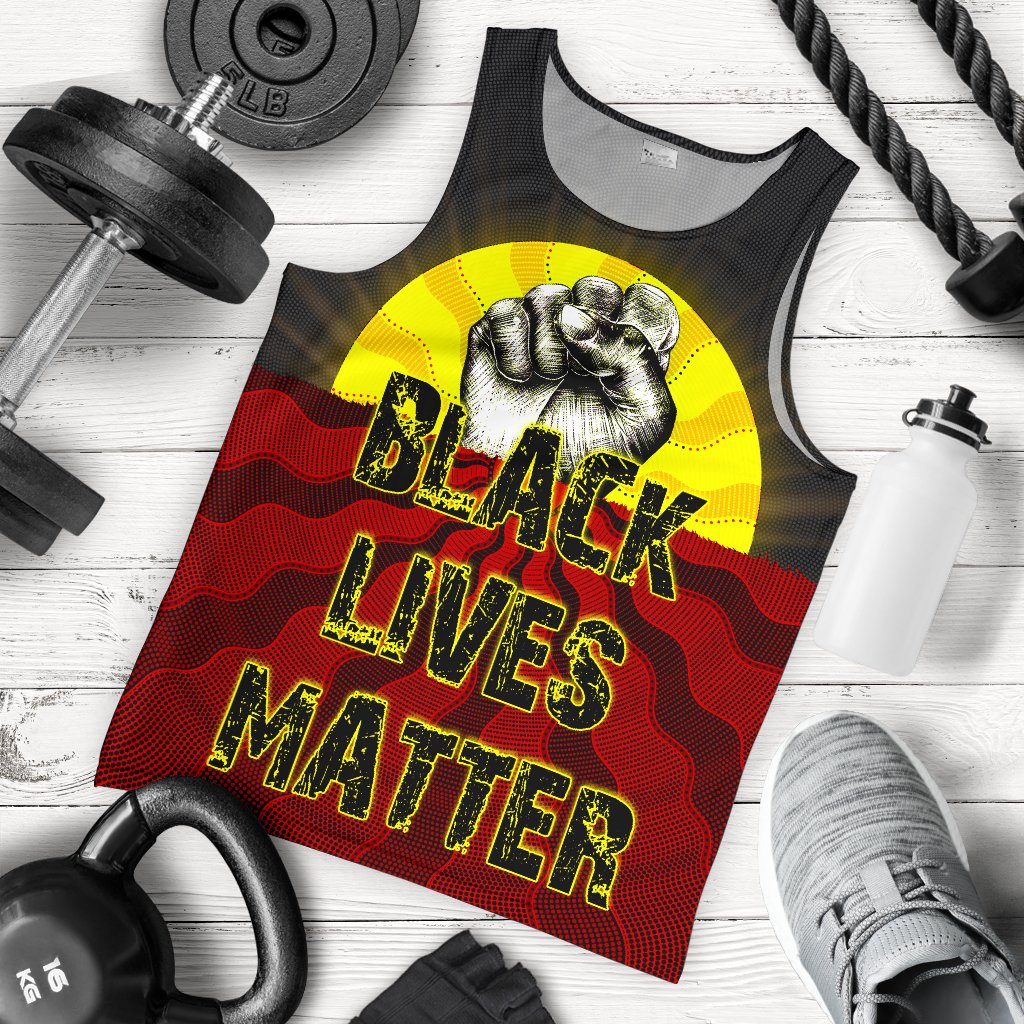 Men's Tank Top, Aboriginal Black Lives Matter Sun Dot Painting - Vibe Hoodie Shop