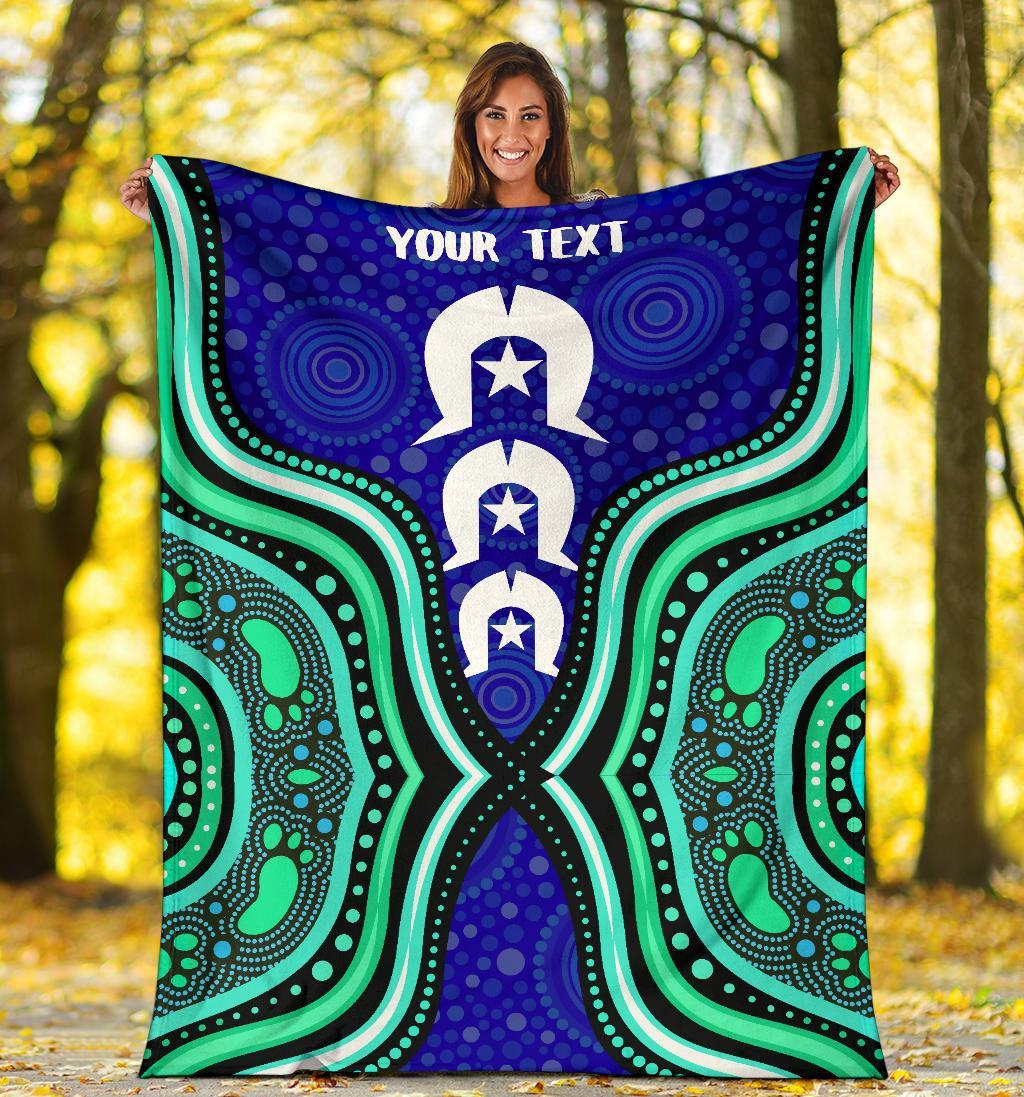 Torres Strait Personalised Premium Blanket - Torres Strait Symbol And Aboriginal Patterns - Vibe Hoodie Shop