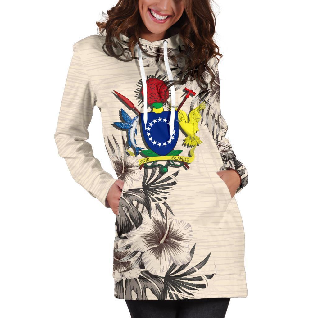 Cook Islands Hoodie Dress - The Beige Hibiscus - Vibe Hoodie Shop