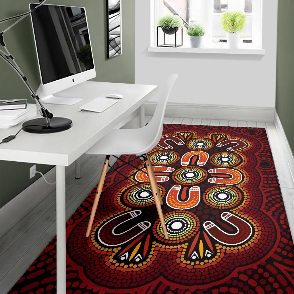 ABoriginal Area Rug - Aboriginal Dot Painting Flowers Style - Vibe Hoodie Shop