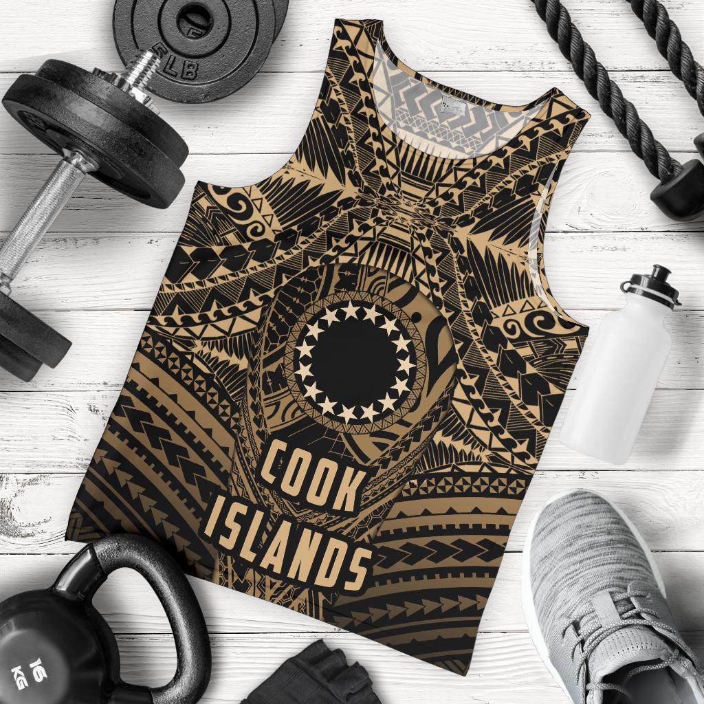 Cook Islands Tank Top For Men Polynesian Golden Style - Vibe Hoodie Shop