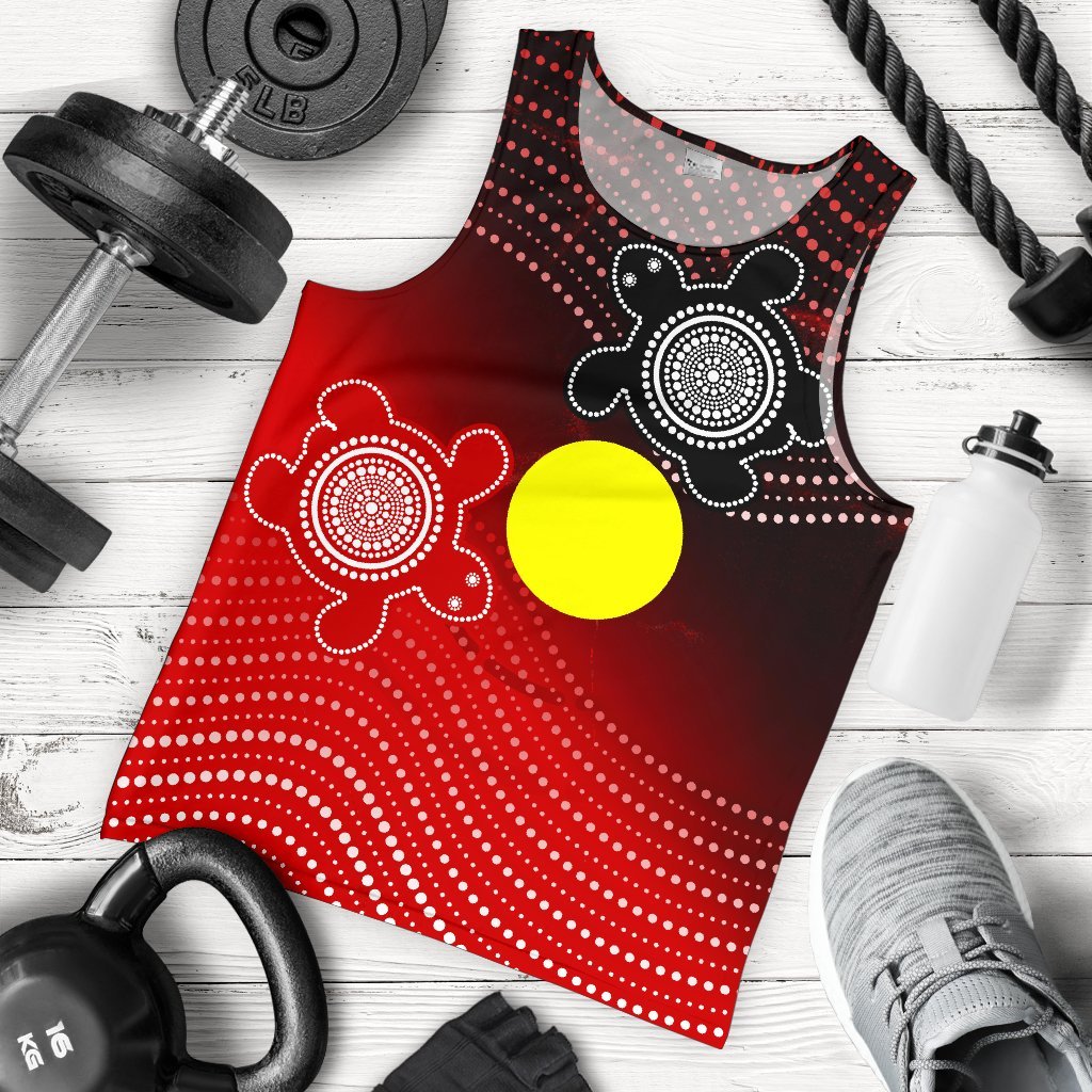 Aboriginal Men's Tank Top - Indigenous Circle Dot Painting Style - - Vibe Hoodie Shop