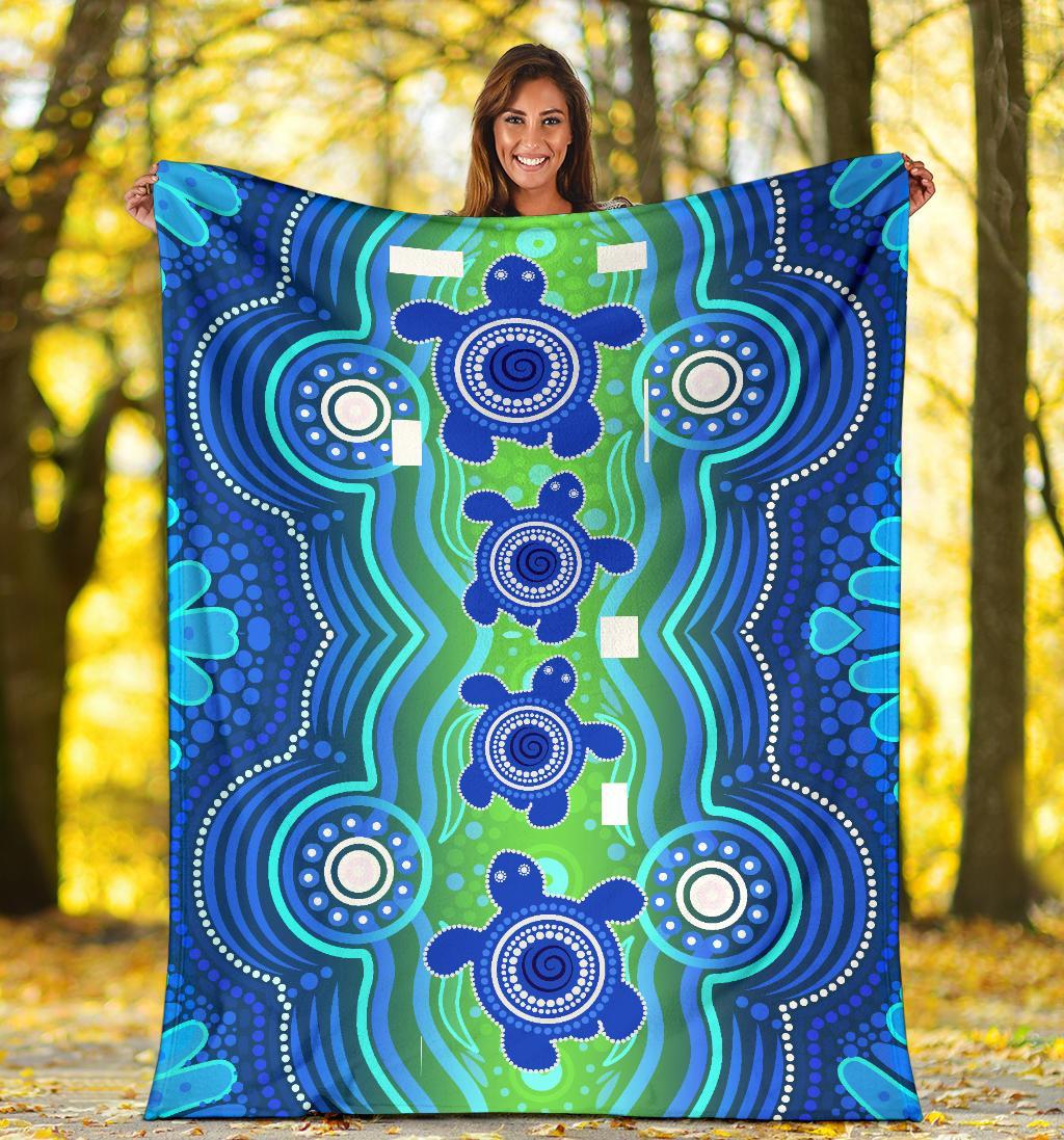 Aboriginal Premium Blanket - Aboriginal Turtle Family - Vibe Hoodie Shop