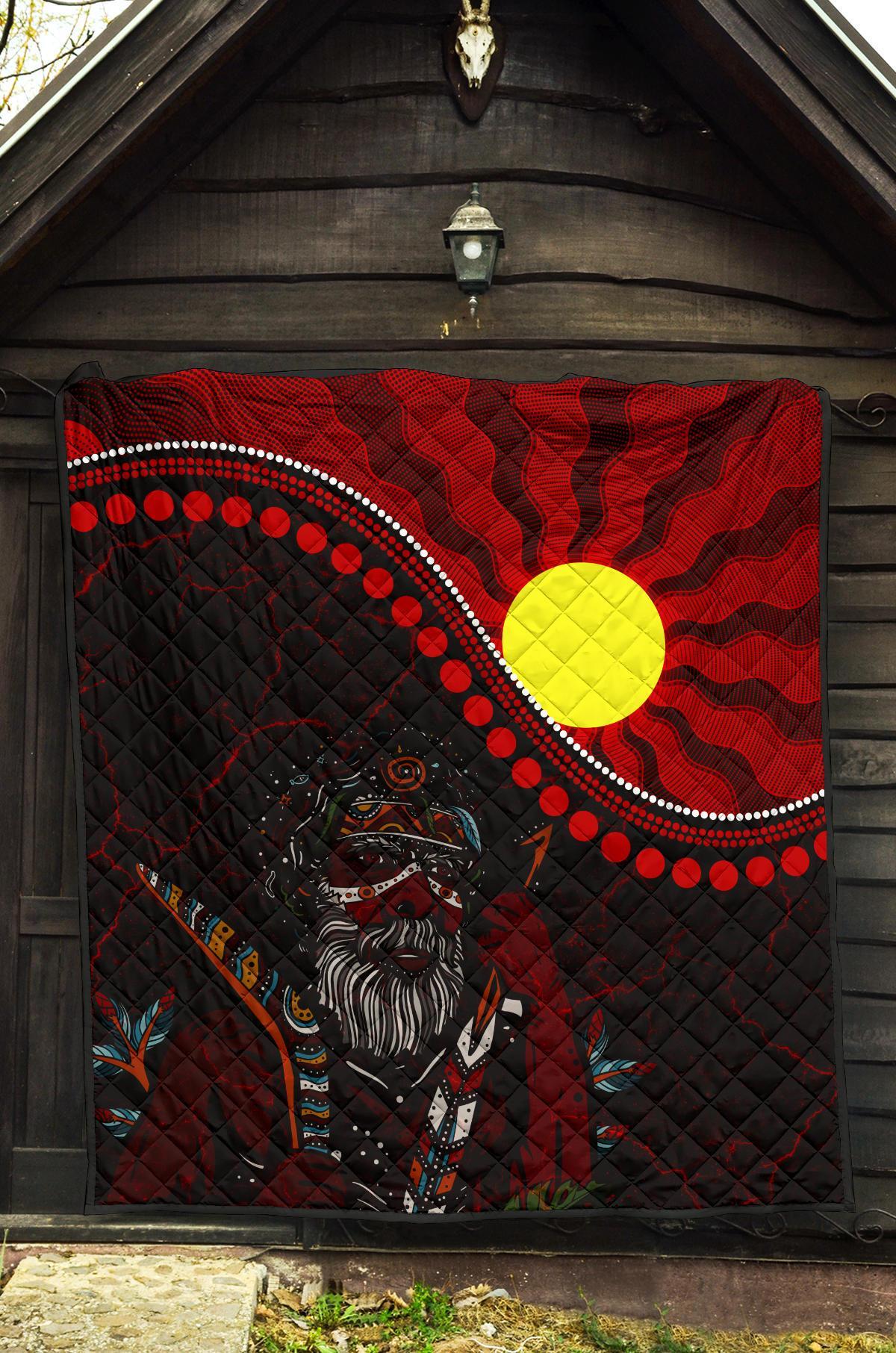 Aboriginal Premium Quilt - Indigenous People And Sun - Vibe Hoodie Shop