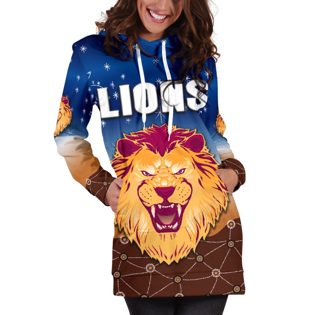 Brisbane Lions Women Hoodie Dress Simple Indigenous - Vibe Hoodie Shop