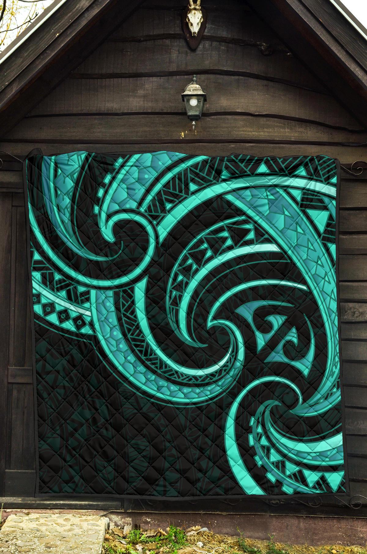 New Zealand Maori Mangopare Premium Quilt Polynesian - Turquoise - Vibe Hoodie Shop