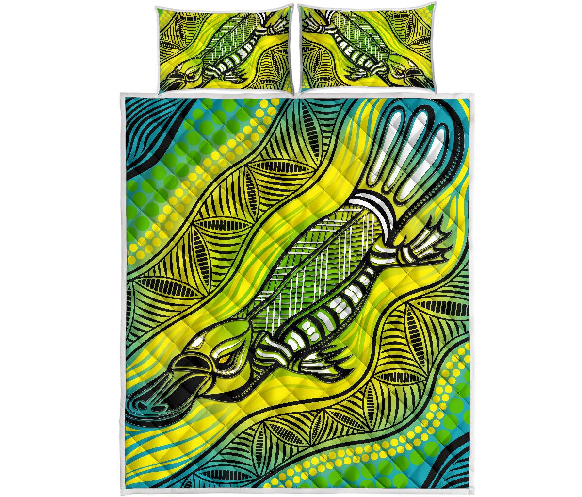 Quilt Bed Set - Aboriginal Platypus - Vibe Hoodie Shop