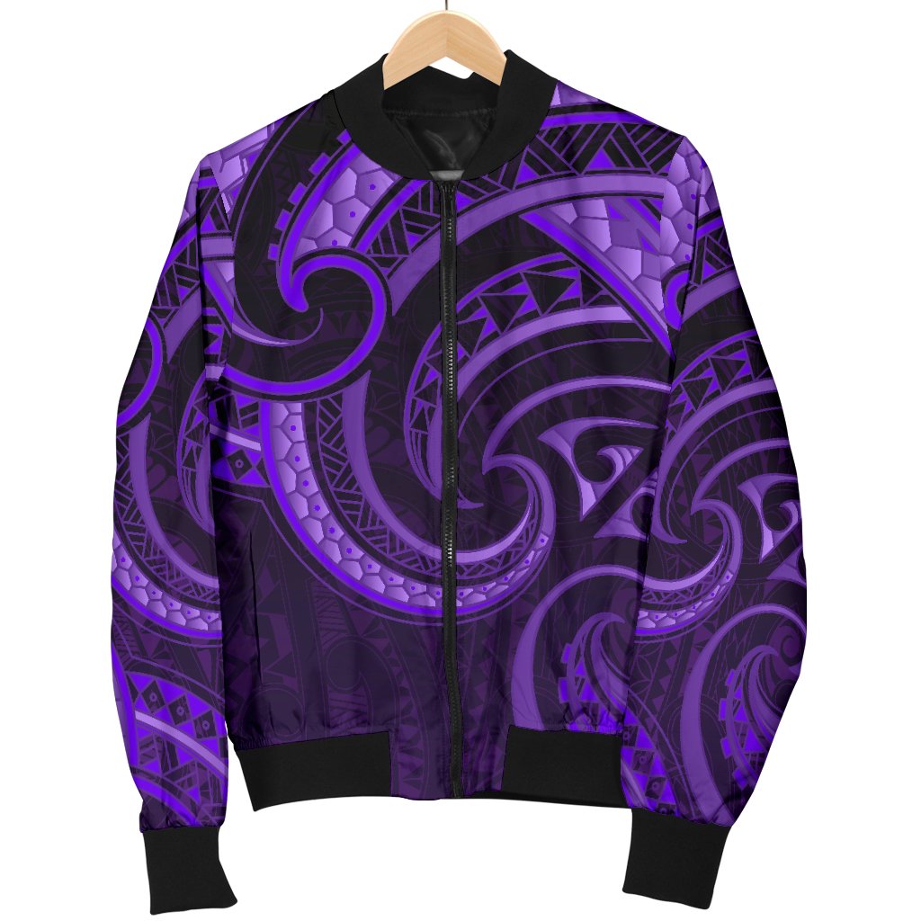 New Zealand Maori Mangopare Women Bomber Jacket Polynesian - Purple - Vibe Hoodie Shop