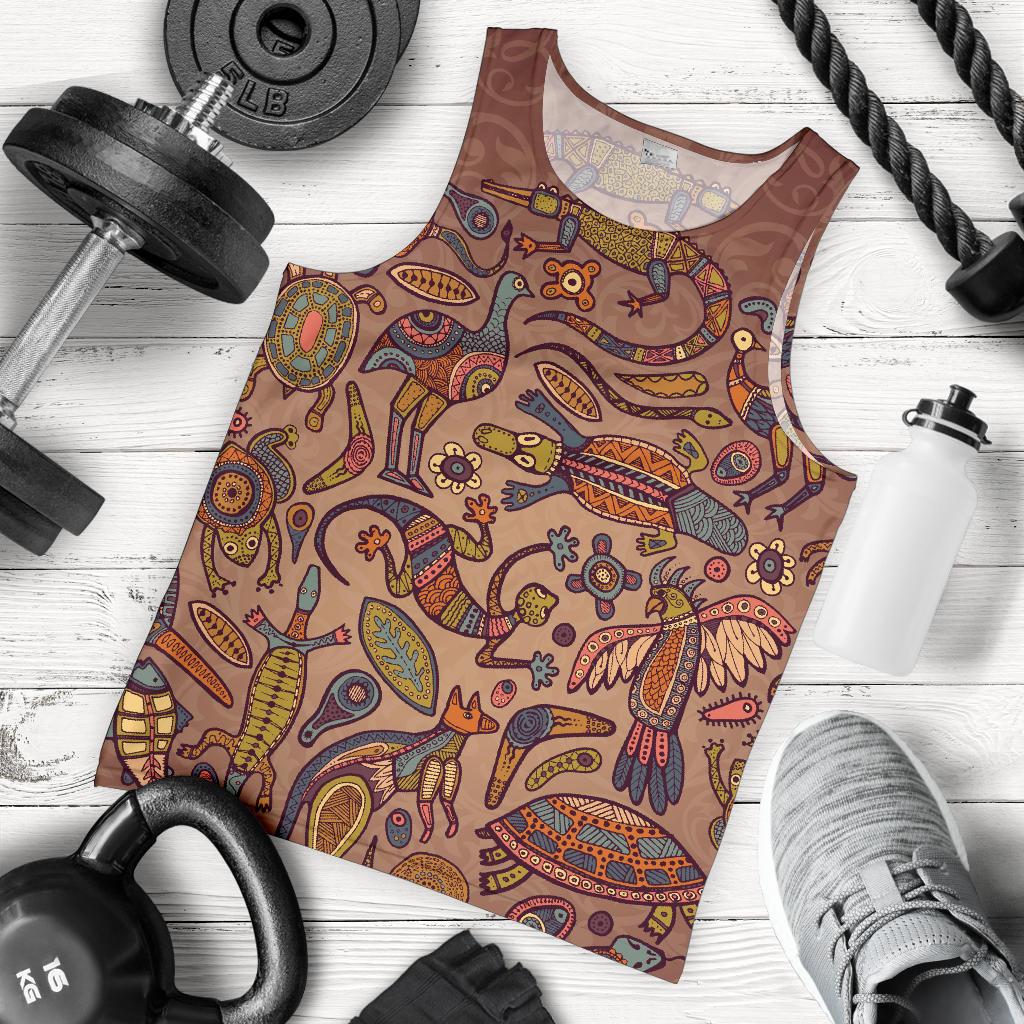 Men Tank Top - Aboriginal Patterns Mens Tank Animal Art - Vibe Hoodie Shop