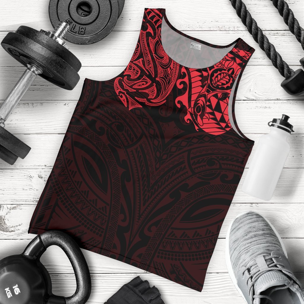 New Zealand Men's Tank Top, Maori Polynesian Tattoo Red - Vibe Hoodie Shop