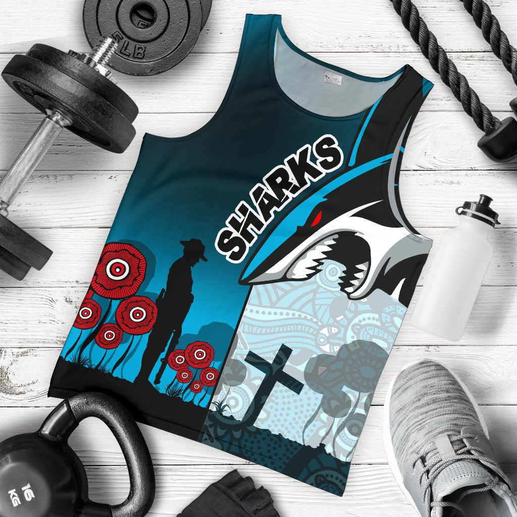 Sharks Men's Tank Top Cronulla ANZAC Day - Vibe Hoodie Shop