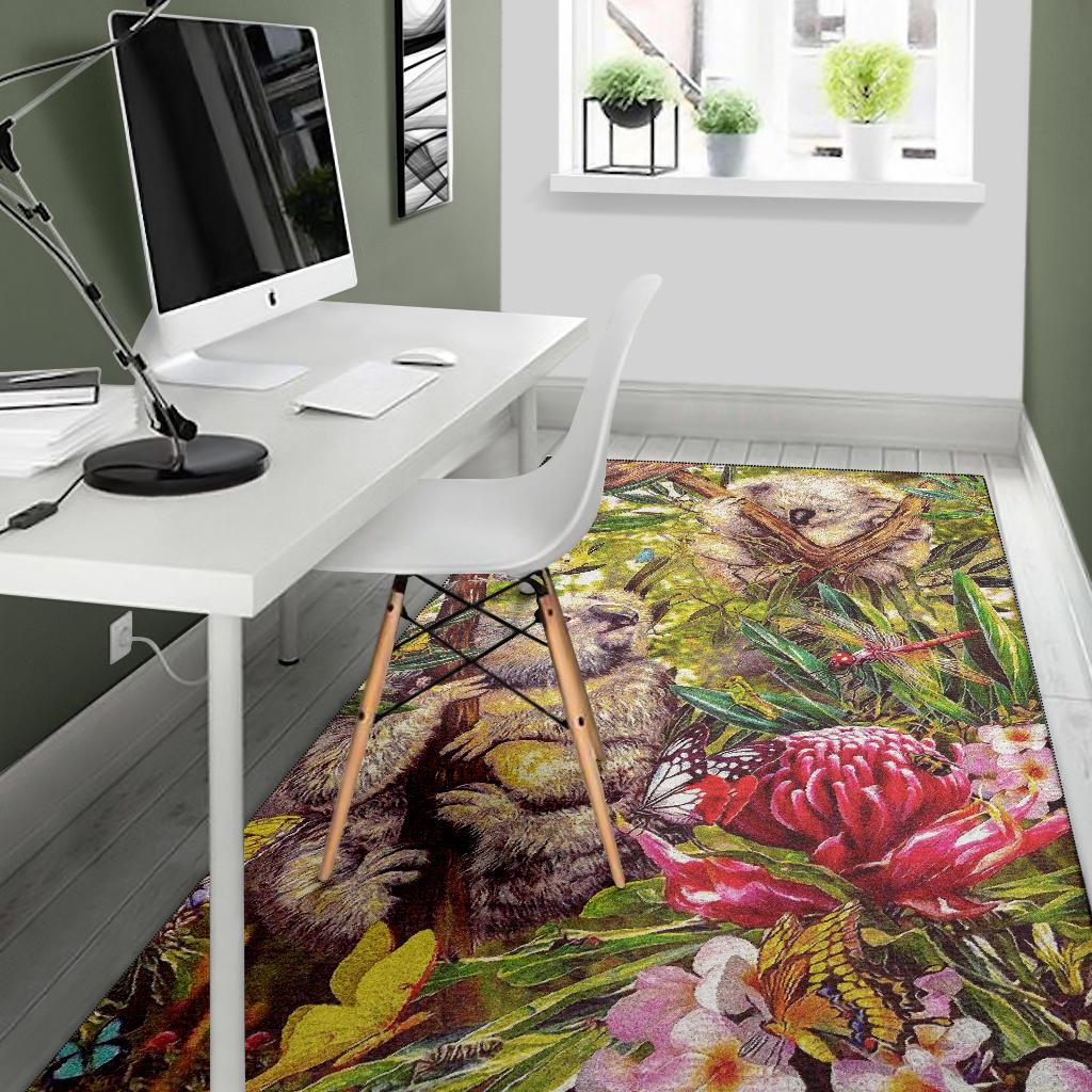 Koala Area Rug - 3D Koala with Waratah Flower Rug - Vibe Hoodie Shop