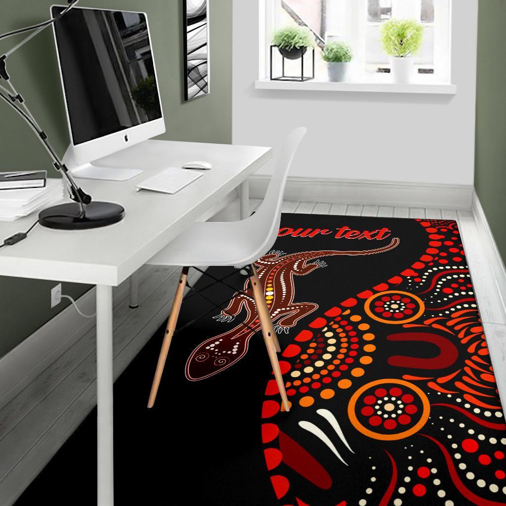 Aboriginal Personalised Area Rug - Aboriginal Lizard With Dot Painting Pattern - Vibe Hoodie Shop