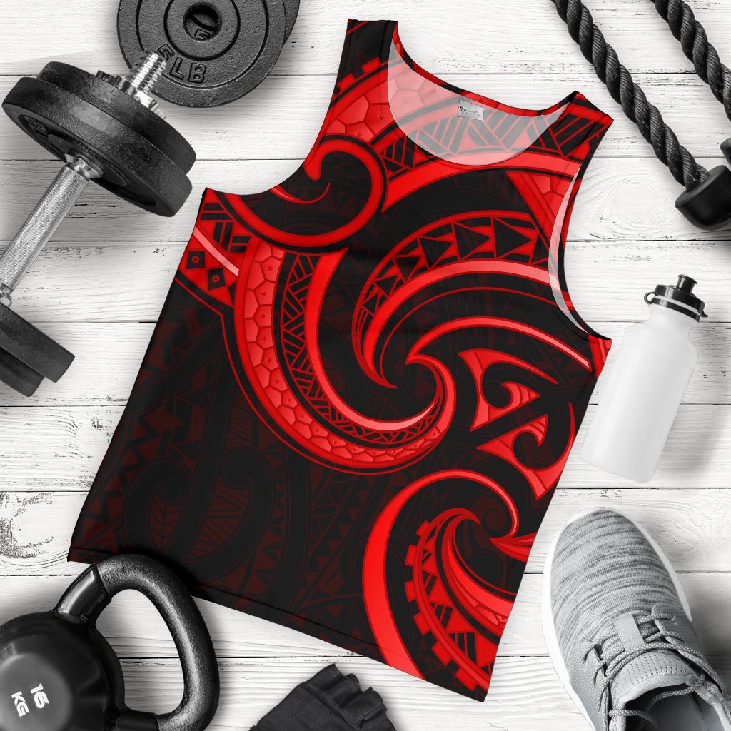 New Zealand Maori Mangopare Men Tank Top Polynesian - Red - Vibe Hoodie Shop