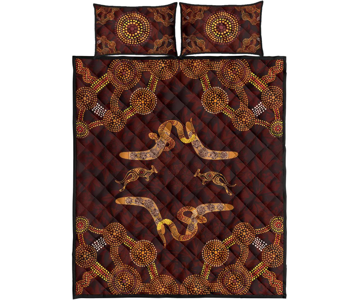 Aboriginal Quilt Bed Set - Snake, Kangaroo Dot - Vibe Hoodie Shop