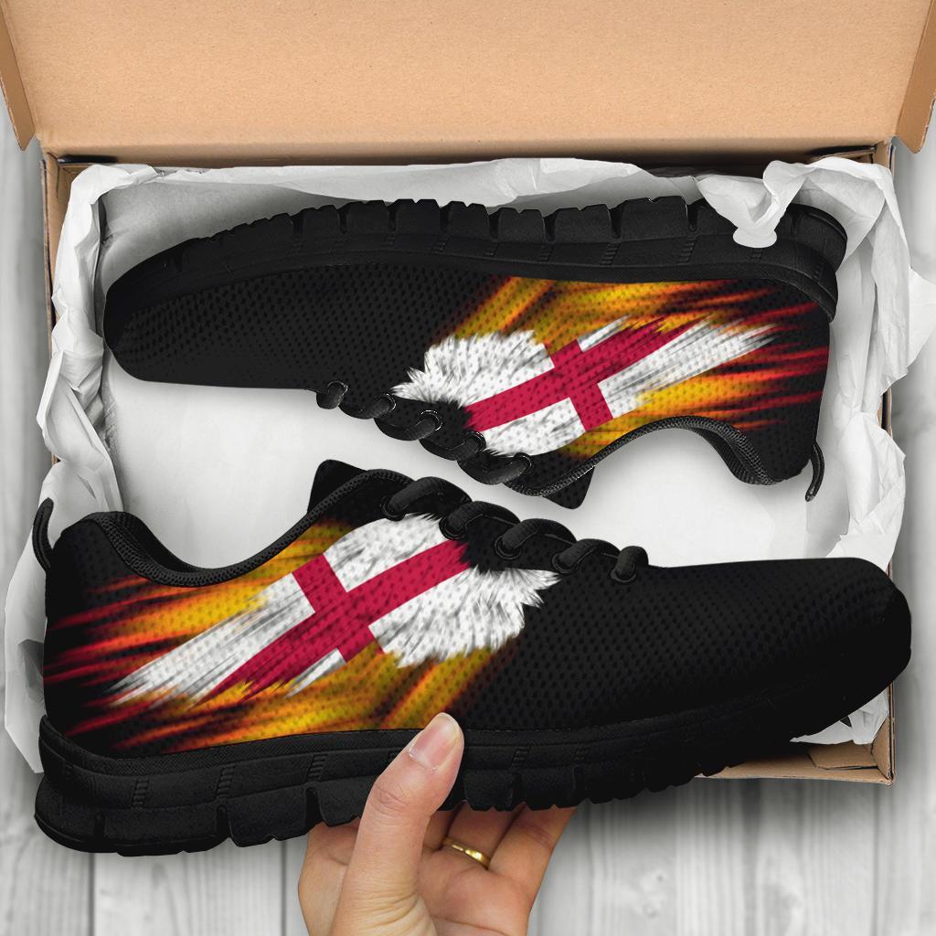 England Sneakers - Fire Wings and Flag - Vibe Hoodie Shop