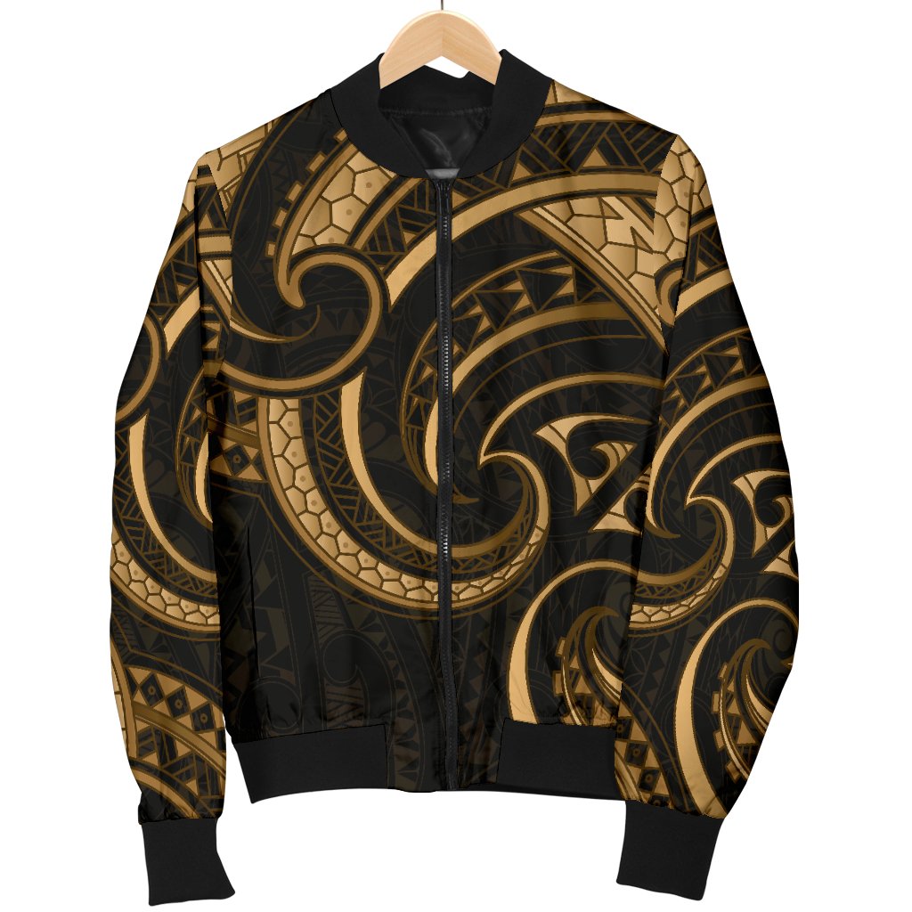 New Zealand Maori Mangopare Men Bomber Jacket Polynesian - Gold - Vibe Hoodie Shop