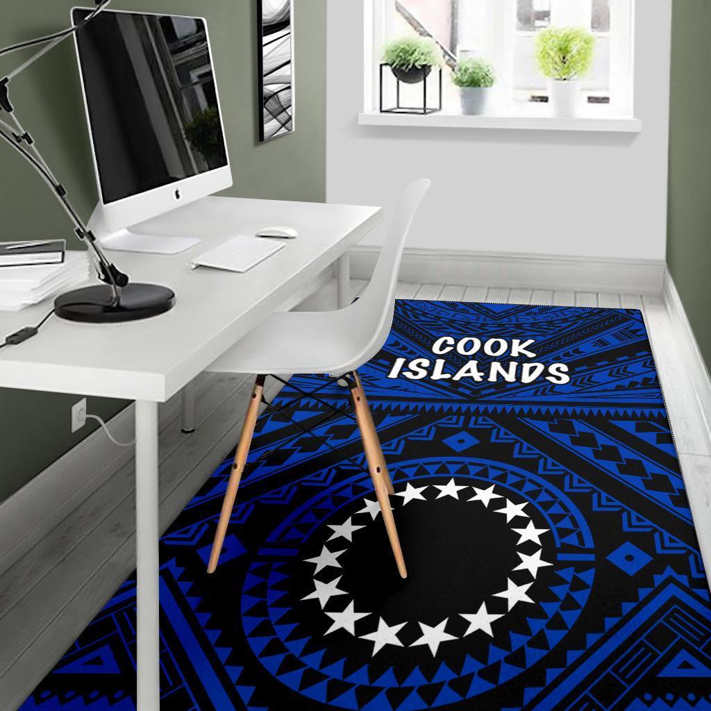 Cook Islands Area Rug - Seal With Polynesian Tattoo Style (Blue) - Vibe Hoodie Shop