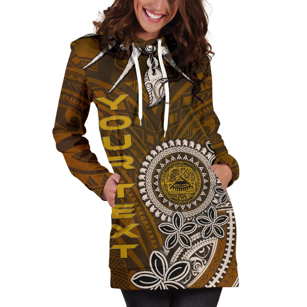 American Samoa Custom Personalised Women's Hoodie Dress - Polynesian Boar Tusk - Vibe Hoodie Shop