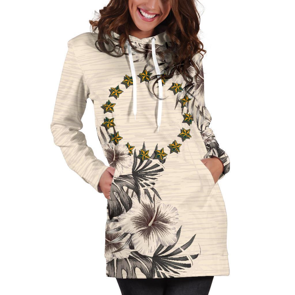 Cook Islands Hoodie Dress - The Beige Hibiscus - Vibe Hoodie Shop