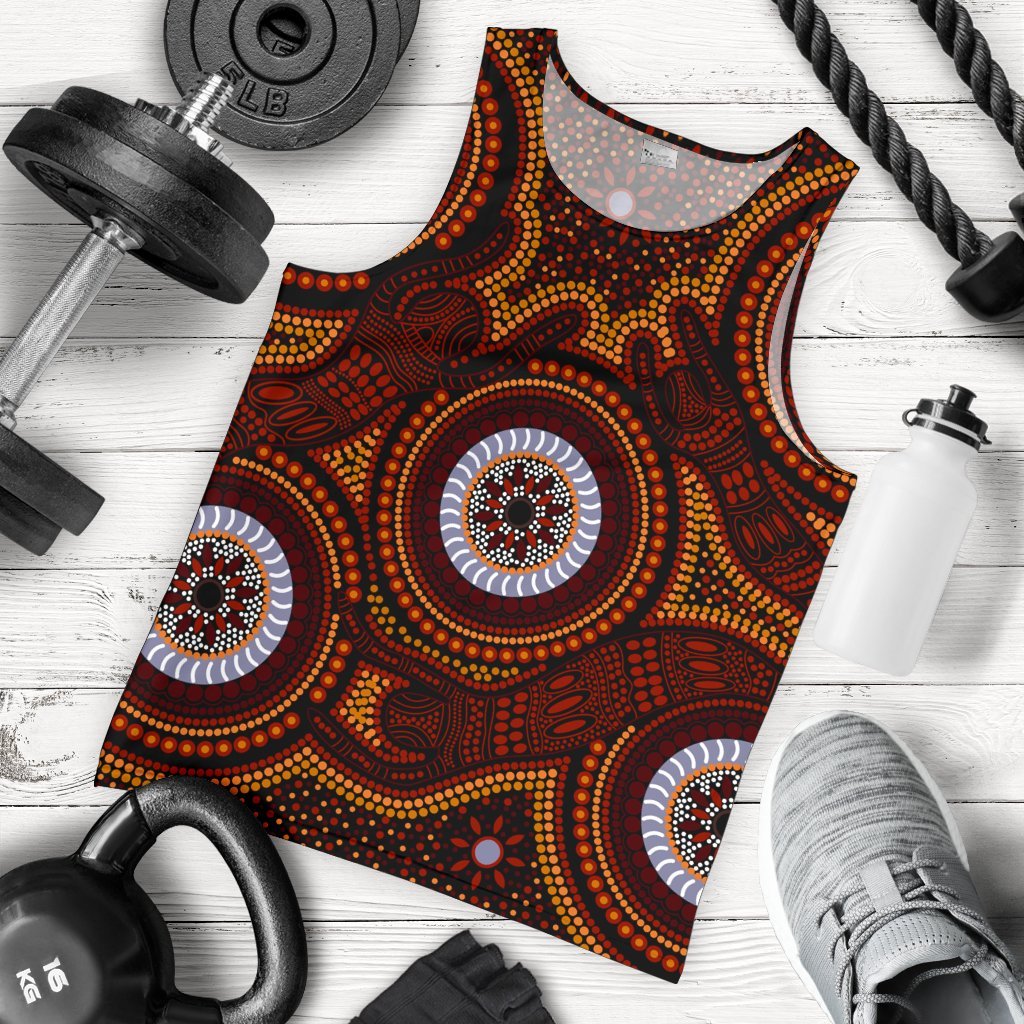 Aboriginal Men's Tank Top - Aboriginal Human Dot Painting Art - Vibe Hoodie Shop