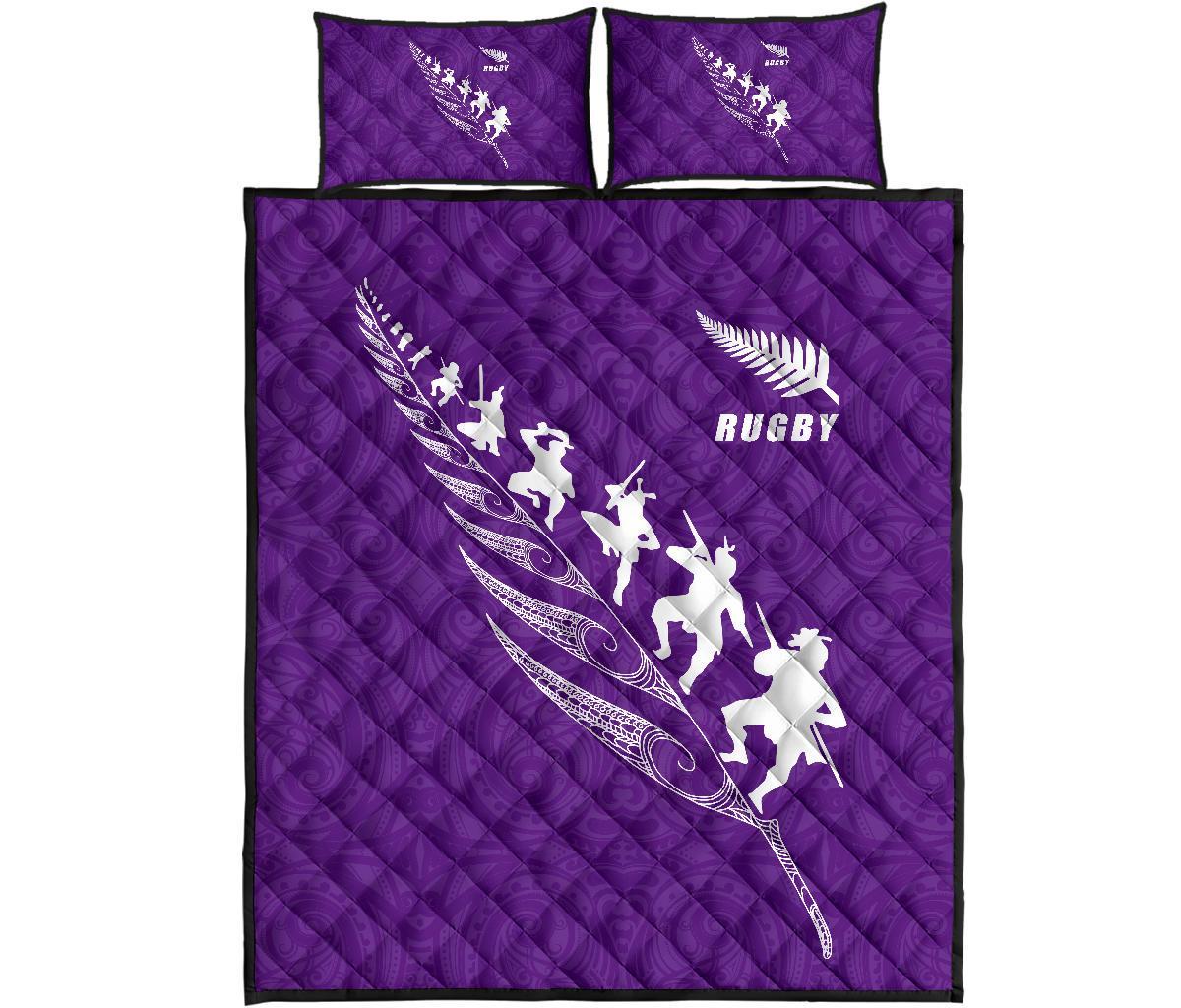 Quilt Bed Set New Zealand Rugby Haka Violet - Vibe Hoodie Shop