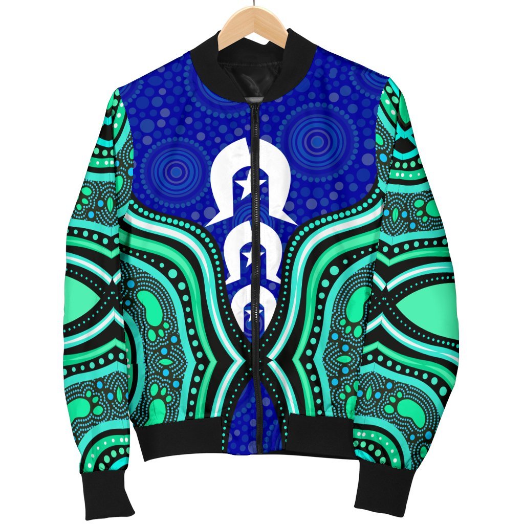 Torres Strait Men's Bomber Jacket - Torres Strait Symbol And Aboriginal Patterns - Vibe Hoodie Shop