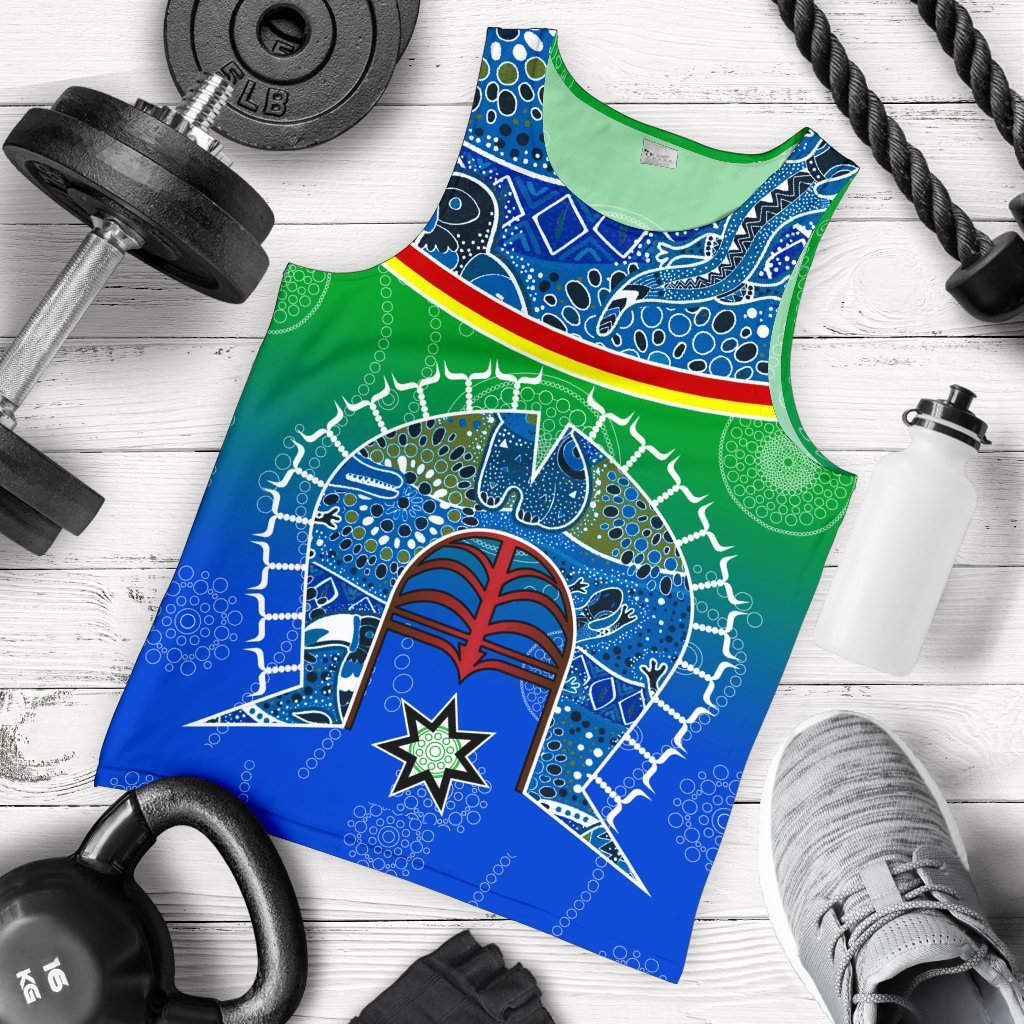 Men's Tank - Torres Strait Symbol With Aboriginal Patterns - Vibe Hoodie Shop